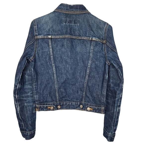 Express Bleus Womens Vintage Classic Dark Wash Denim Jean Jacket Size Small - Picture 2 of 11